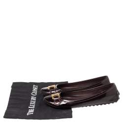 مملوكة مسبقًا Louis Vuitton Amarante Patent Leather Oxford Ballet Flats Size 35