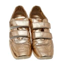 Louis Vuitton Metallic Gold Monogram Empreinte Leather Low Top Sneakers Size 38.5