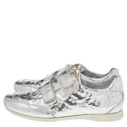 Louis Vuitton Metallic Silver Monogram Mirror Tennis Sneakers Size 38.5