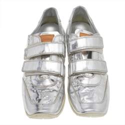 Louis Vuitton Metallic Silver Monogram Mirror Tennis Sneakers Size 38.5