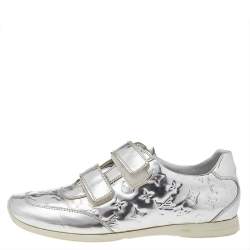 Louis Vuitton Metallic Silver Monogram Mirror Tennis Sneakers Size 38.5