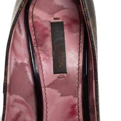 Pre Owned حذاء كعب عالي لوي فيتون روزماري كانفاس مونوغرامي مقدمة مفتوحة نعل سميك مقاس 38