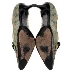 Pre Owned Louis Vuitton Yellow  Monogram Coated Denim Richard Prince Flash Pulp Pointed Toe Pumps Size 40