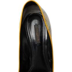 Pre Owned Louis Vuitton Yellow  Monogram Coated Denim Richard Prince Flash Pulp Pointed Toe Pumps Size 40