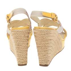 مملوكة مسبقًا صندل لوي فيتون كانفاس بيج/أصفر كعب روكي إسبادريل سيور متعاكسة مقاس 39 