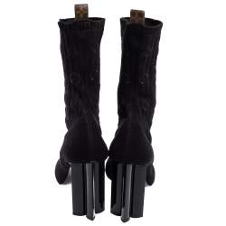 Pre Owned حذاء بوت لوي فيتون قماش تريكو أسود مونوغرامي للكاحل مقاس 40