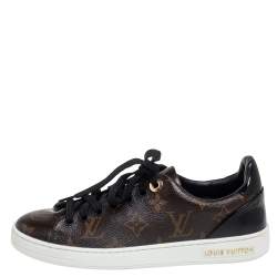 Louis Vuitton Brown/Black Monogram Canvas And Patent Leather Frontrow Low Top Sneakers Size 34.5