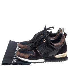 مملوكة مسبقًا Louis Vuitton Black/Brown Monogram Canvas, Suede, And Mesh Run Away Sneakers Size 38