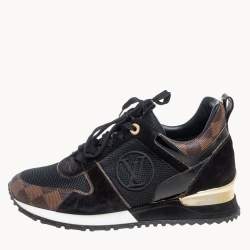 مملوكة مسبقًا Louis Vuitton Black/Brown Monogram Canvas, Suede, And Mesh Run Away Sneakers Size 38