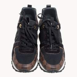 مملوكة مسبقًا Louis Vuitton Black/Brown Monogram Canvas, Suede, And Mesh Run Away Sneakers Size 38