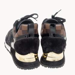 مملوكة مسبقًا Louis Vuitton Black/Brown Monogram Canvas, Suede, And Mesh Run Away Sneakers Size 38