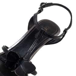 مملوكة مسبقًا Louis Vuitton Black Croc Embossed Leather Butterfly Wedge Sandals Size 39