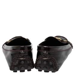 Pre Owned حذاء لوفرز لوي فيتون سليب أون أوكسفورد جلد لامع عنابي مقاس 38.5