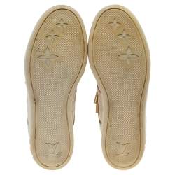 Louis Vuitton Beige Monogram Embossed Suede And Leather Cliff Wedge Sneakers Size 38.5