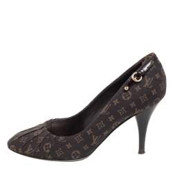 مملوكة مسبقًا Louis Vuitton Brown Monogram Mini Lin Canvas Myosotis Pumps Size 37