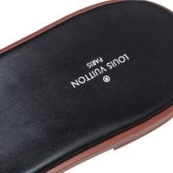 مملوكة مسبقًا صندل لوي فيتون فلات لوك إيت مونوغرامي سويدي وشعر عجل طباعة فهد بني مقاس 41