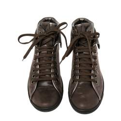 مملوكة مسبقًا Louis Vuitton Brown Monogram Canvas And Leather Brea Sneaker Boots Size 37.5