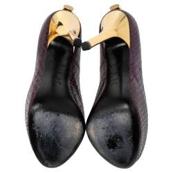 Louis Vuitton Purple Python Oh Really! Peep Toe Platform Pumps Size 36.5 