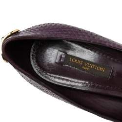 Louis Vuitton Purple Python Oh Really! Peep Toe Platform Pumps Size 36.5 