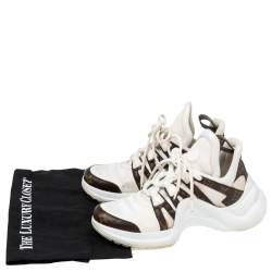 Louis Vuitton White/Brown Mesh And Monogram Canvas Archlight Low Top Sneakers Size 37