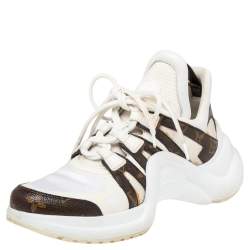 Louis Vuitton White/Brown Mesh And Monogram Canvas Archlight Low Top  Sneakers Size 37 Louis Vuitton