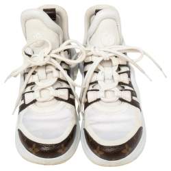Louis Vuitton White/Brown Mesh And Monogram Canvas Archlight Low Top Sneakers Size 37
