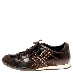 Louis Vuitton Brown Patent Leather And Suede Low Top Sneakers Size 39