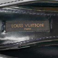 Pre Owned Louis Vuitton Dark Green Patent Leather And Monogram Canvas Idylle Buci Open Toe Pumps Size 35