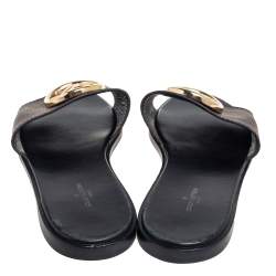 Pre Owned صندل سلايد فلات لوي فيتون لوك ايت كانفاس مونوغرامي بني مقاس 38