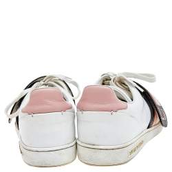 Pre Owned حذاء رياضي لوي فيتون فرونترو جلد وكانفاس مونوغرامي أبيض عنق منخفض مقاس 37