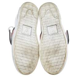 Pre Owned حذاء رياضي لوي فيتون فرونترو جلد وكانفاس مونوغرامي أبيض عنق منخفض مقاس 37