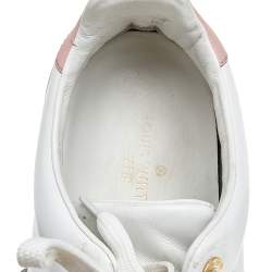 Pre Owned حذاء رياضي لوي فيتون فرونترو جلد وكانفاس مونوغرامي أبيض عنق منخفض مقاس 37