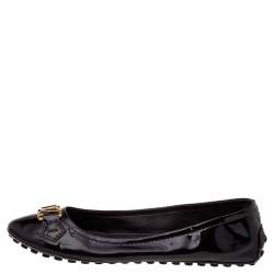Pre Owned Louis Vuitton Burgundy Patent Leather Oxford Ballet Flats Size 38.5