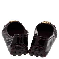 Pre Owned Louis Vuitton Burgundy Patent Leather Oxford Ballet Flats Size 38.5
