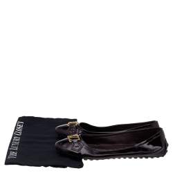 Pre Owned Louis Vuitton Burgundy Patent Leather Oxford Ballet Flats Size 38.5