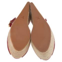 Pre Owned صندل لوي فيتون غوسيب كيوب مزخرف جلد أحمر كعب إسبادريل روكي مقاس 40.5 