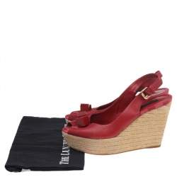 Pre Owned صندل لوي فيتون غوسيب كيوب مزخرف جلد أحمر كعب إسبادريل روكي مقاس 40.5 