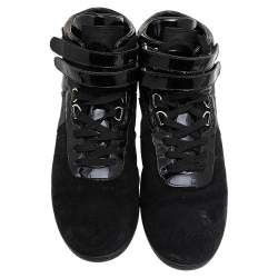 Louis Vuitton Black/Brown Suede And Monogram Canvas Move Up High Top Sneakers Size 39