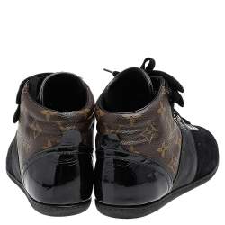 Louis Vuitton Black/Brown Suede And Monogram Canvas Move Up High Top Sneakers Size 39