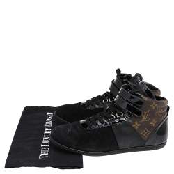 Louis Vuitton Black/Brown Suede And Monogram Canvas Move Up High Top Sneakers Size 39