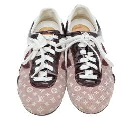 Louis Vuitton Multicolor Monogram Fabric And Patent Leather, Suede Low Top Sneakers Size 37.5