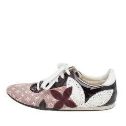 Louis Vuitton Multicolor Monogram Fabric And Patent Leather, Suede Low Top Sneakers Size 37.5