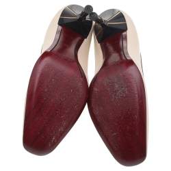 Pre Owned حذاء كعب عالي لوي فيتون جلد أسود/ كريمي مقاس 36