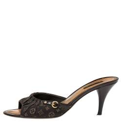 Pre Owned صندل سلايد لوي فيتون كانفاس مونوغرامي بني مقاس 40