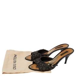 Pre Owned صندل سلايد لوي فيتون كانفاس مونوغرامي بني مقاس 40