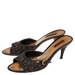 Pre Owned صندل سلايد لوي فيتون كانفاس مونوغرامي بني مقاس 40