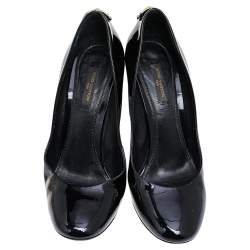 مملوكة مسبقًا حذاء كعب عالي لوي فيتون كعب روكي أوه ريلي! جلد لامع أسود مقاس 38.5