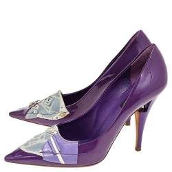 Pre Owned Louis Vuitton Purple Patent Riviera Pumps Size 39.5
