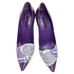 Pre Owned Louis Vuitton Purple Patent Riviera Pumps Size 39.5