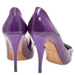 Pre Owned Louis Vuitton Purple Patent Riviera Pumps Size 39.5